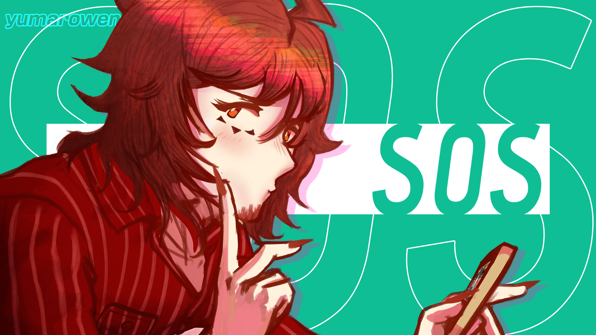 A Teru Illustration based off Shiny Colors' SOS' MV thumbnail on YouTube.