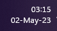 Screenshot of the windows clock showing 3:15am, May 2nd 2023.